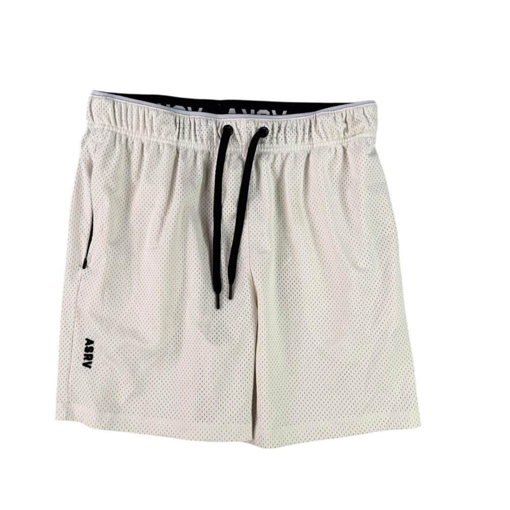 ASRV Shorts Mens Medium Bone White SilverLite Mesh Zipper Gym Training